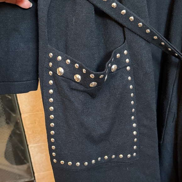 INC International Concepts Black Stud-Trim Women's Long Cardigan/Duster 2X - Picture 4 of 8